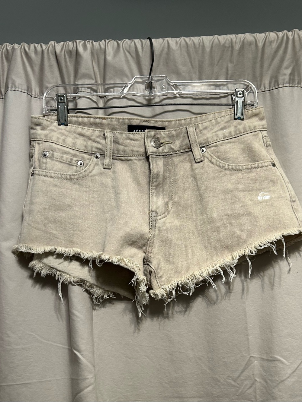 Aeropostale Light Beige Frayed Hem Denim Shorts